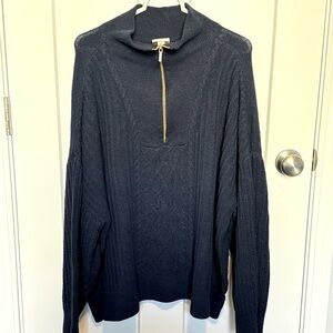 St. John’s Bay Women’s plus Collared Sweater Half Zip 4X Blue Navy